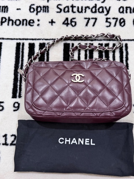 CHANEL Handbags - Vintage Chanel Camera Bag in a Rich Burgundy Quilted Lambskin Shoulder Bag
